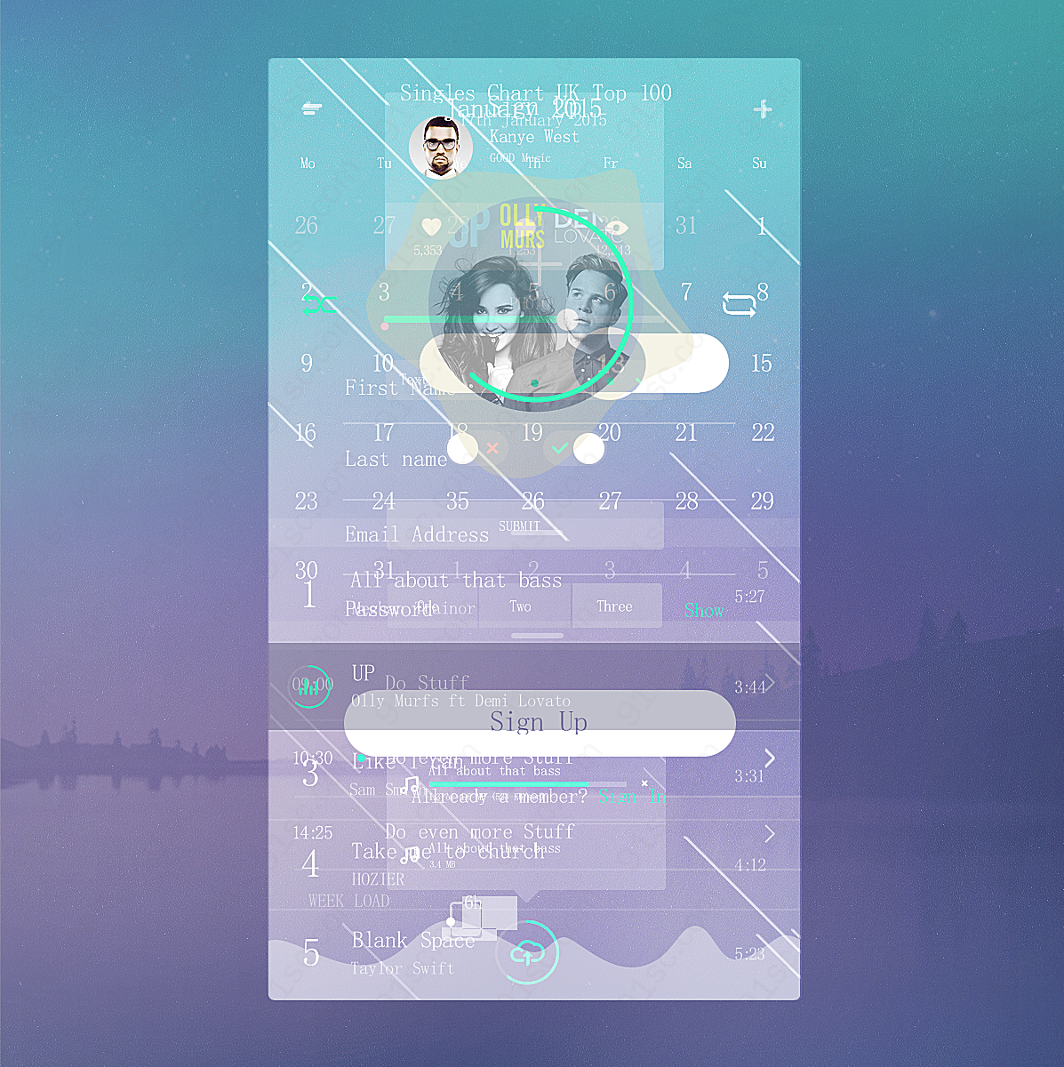 透明质感app模板UI界面设计