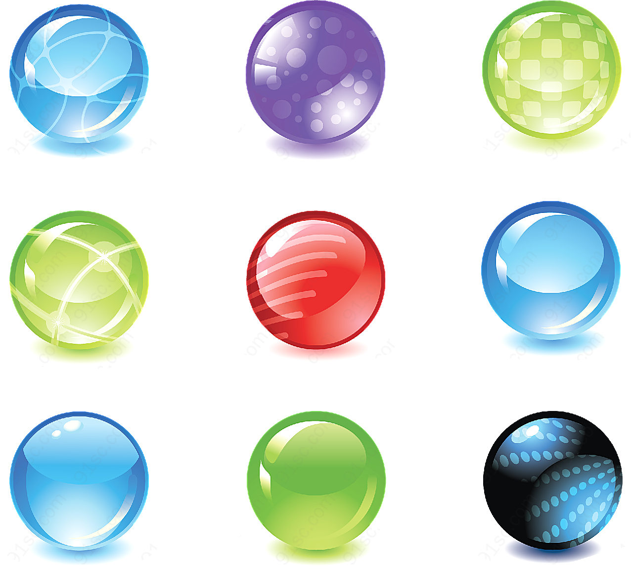多彩水晶球矢量各式图标