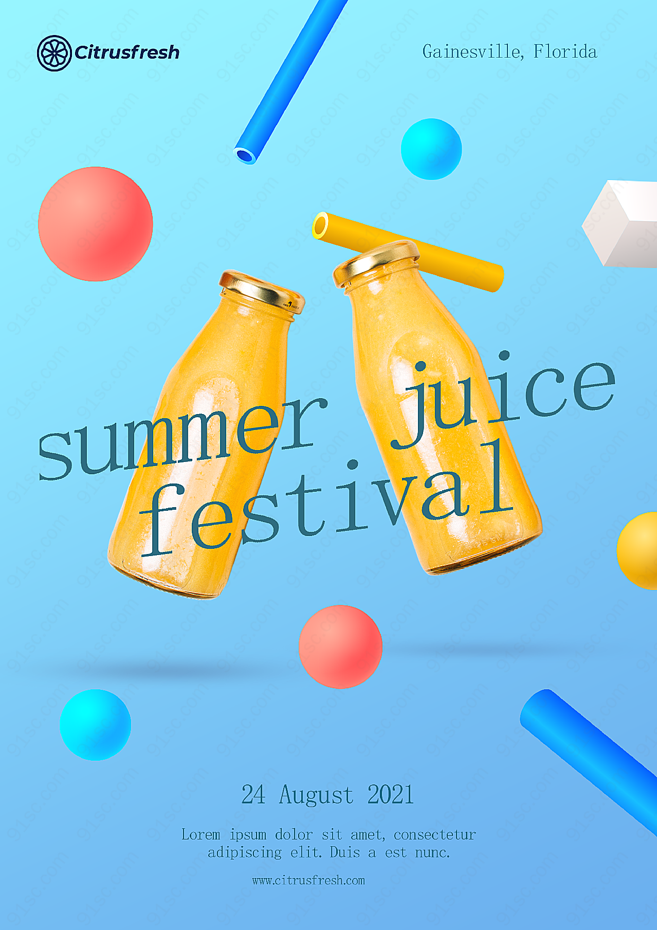 清新橙汁海报设计