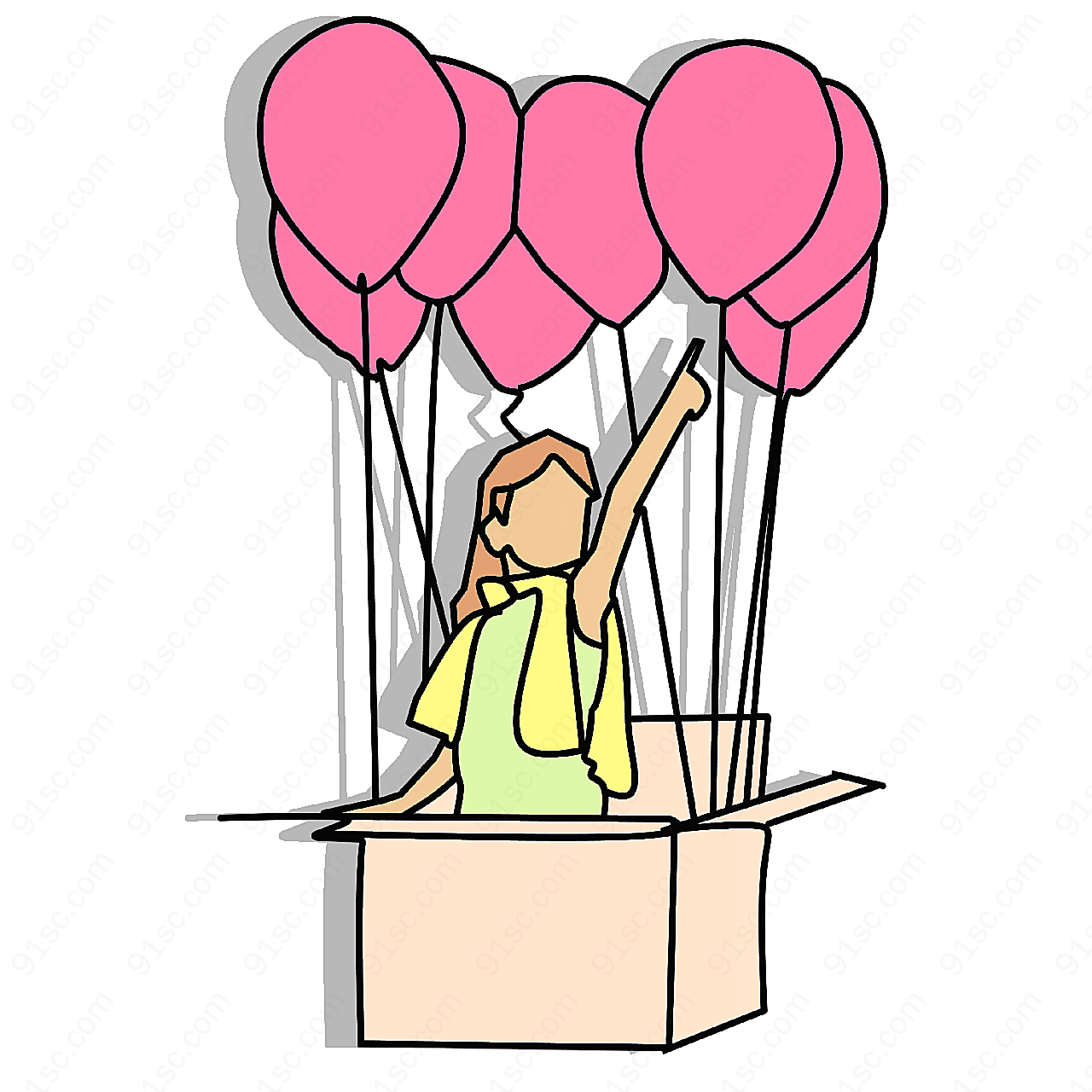 儿童节气球卡通png素材高清人物