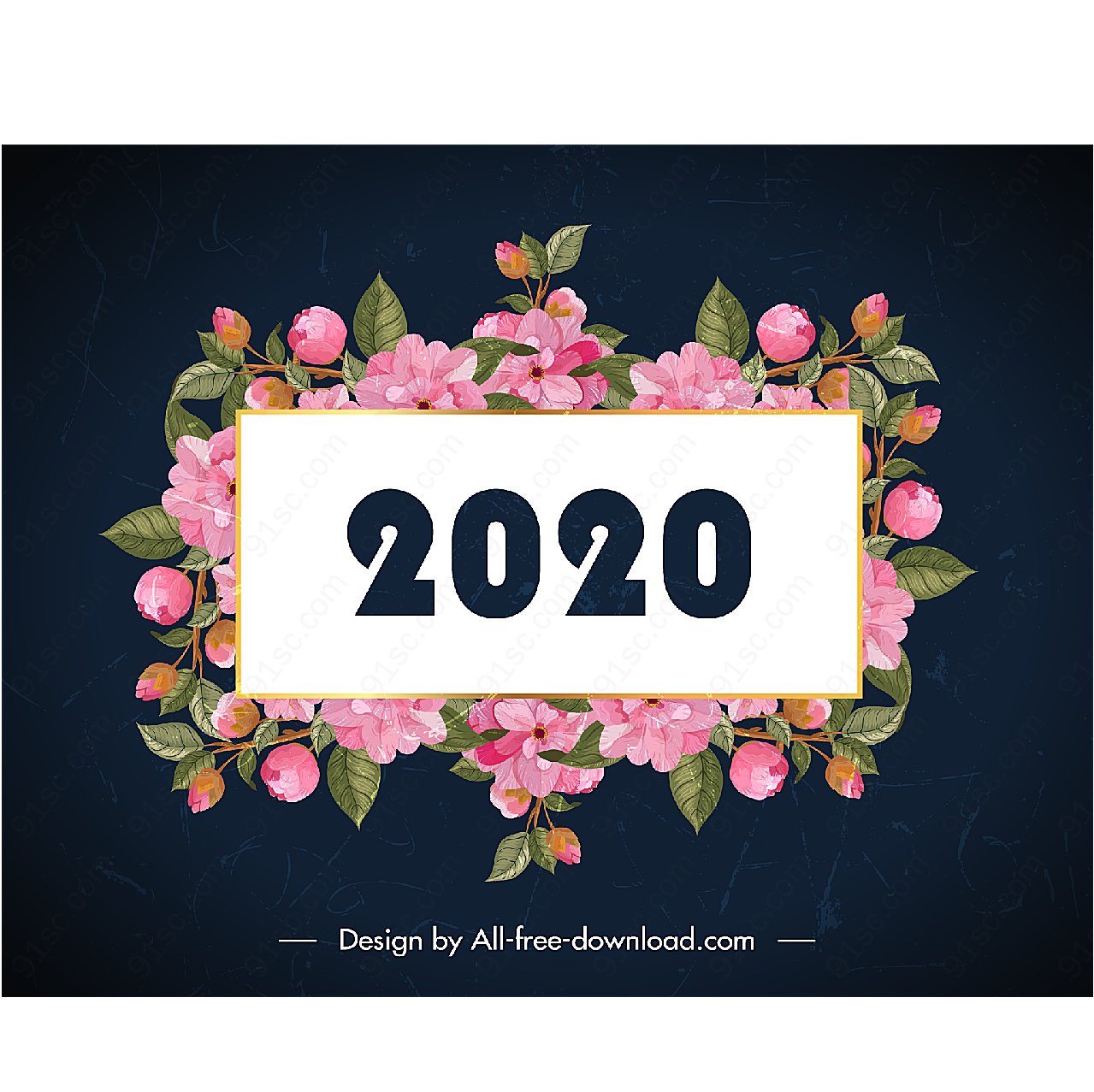 2020年花卉矢量元旦