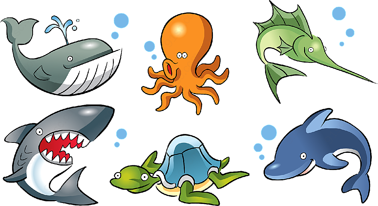 卡通海洋生物动物矢量卡通动物