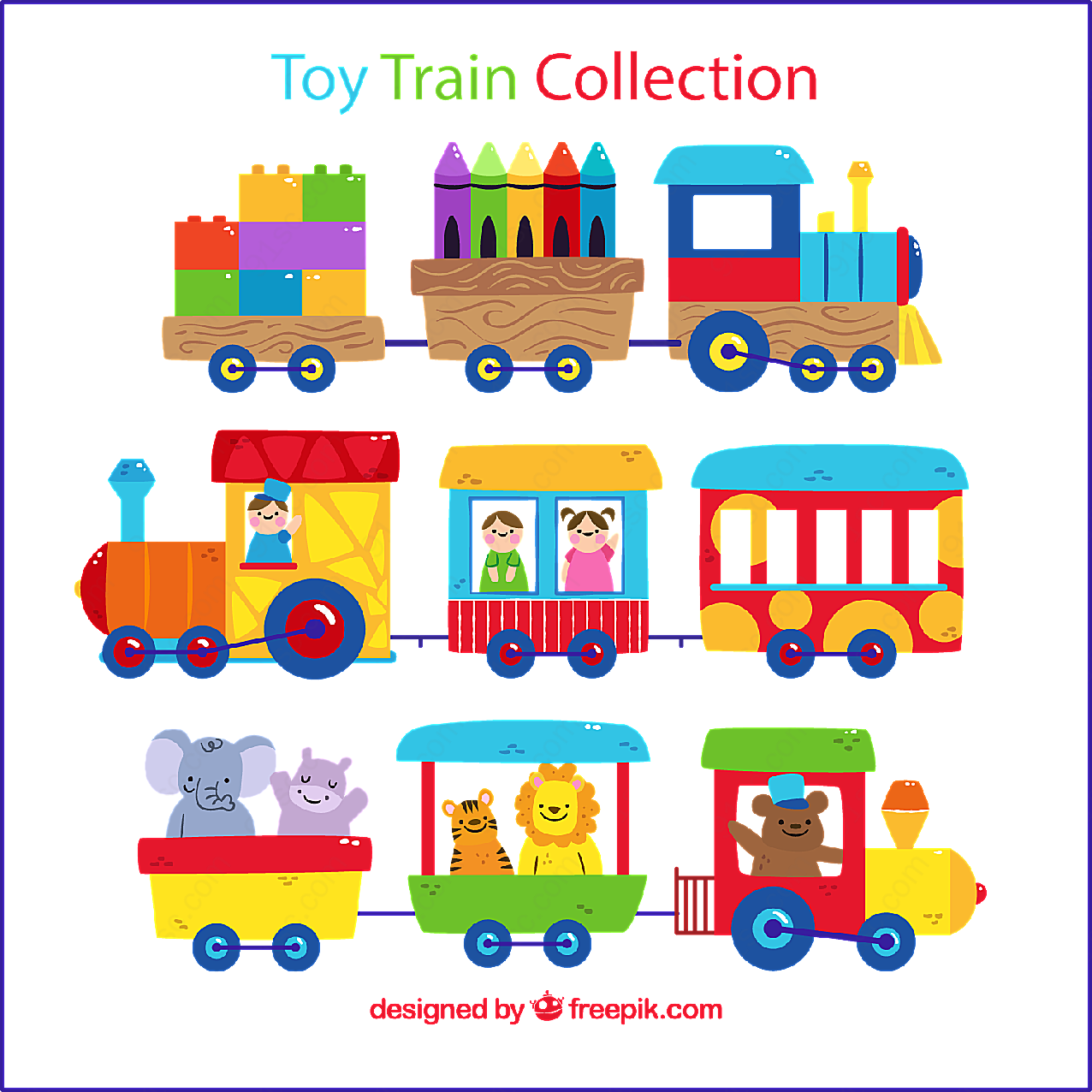 可爱玩具火车矢量卡通物品
