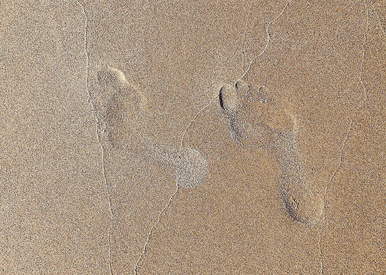 沙滩脚印图片素材摄影