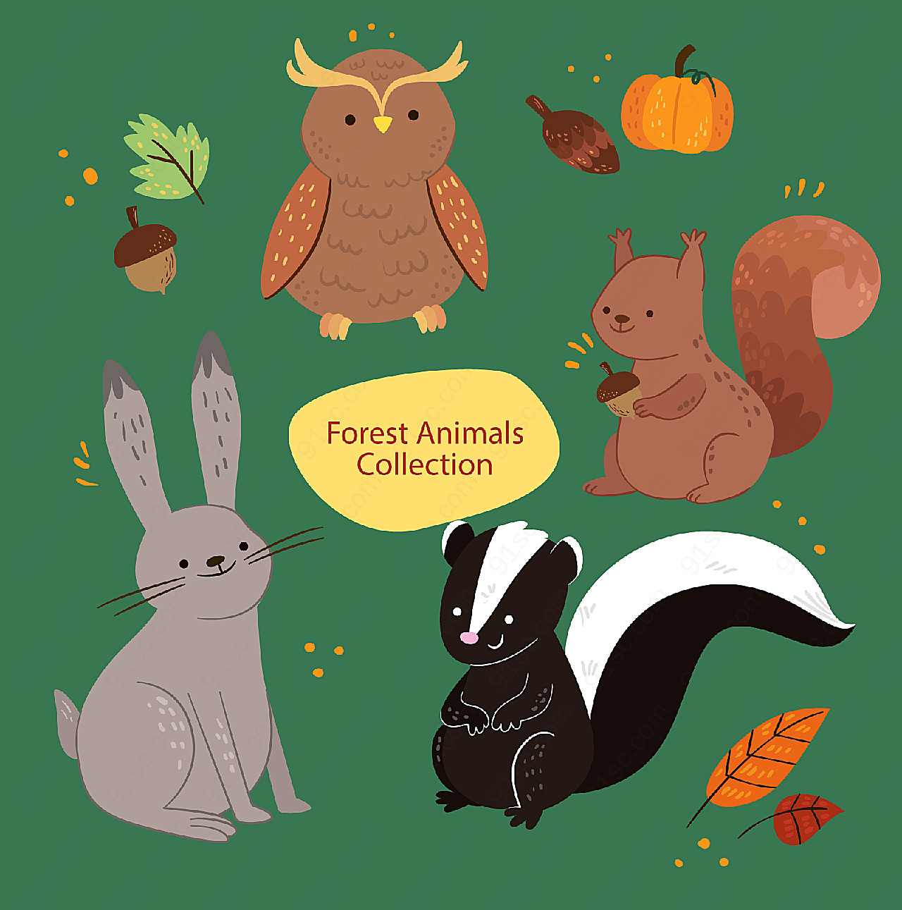 卡通森林动物矢量卡通动物