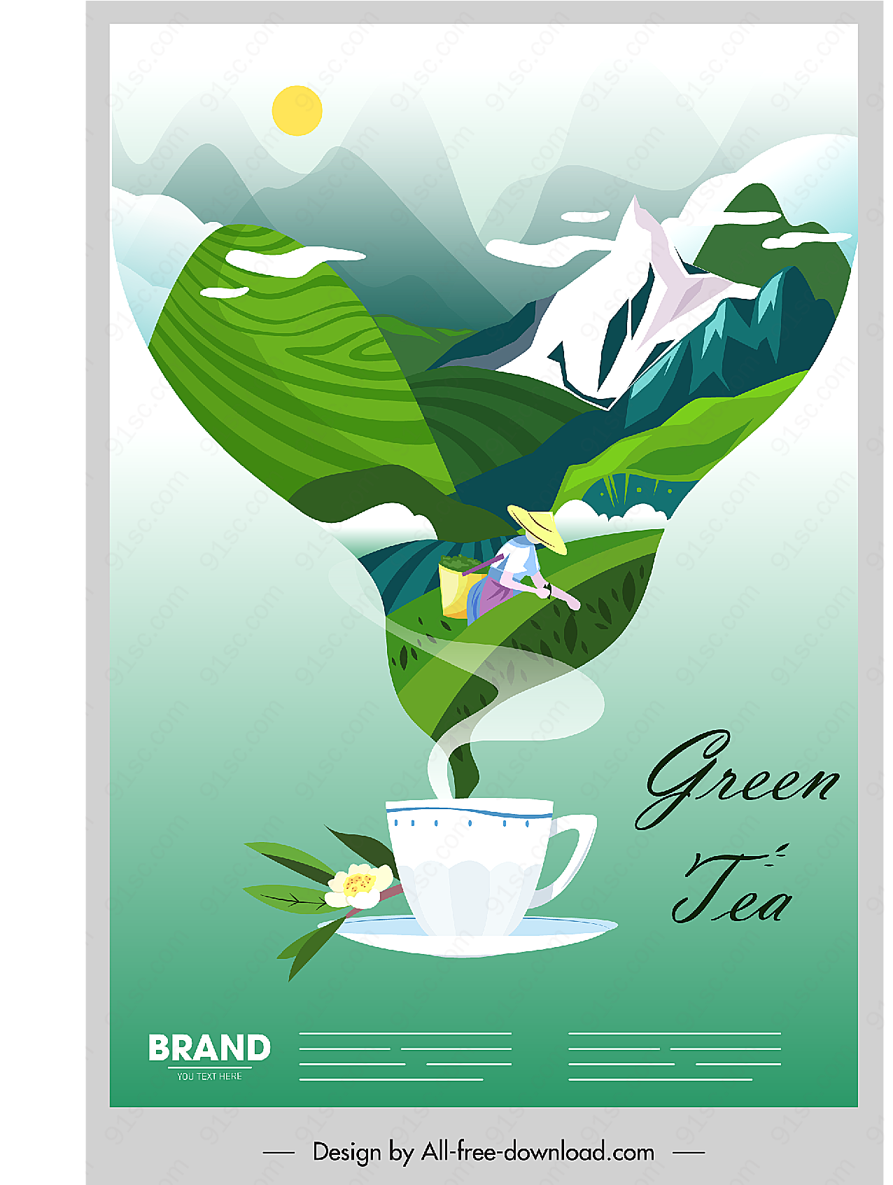 绿茶茶园海报平面广告