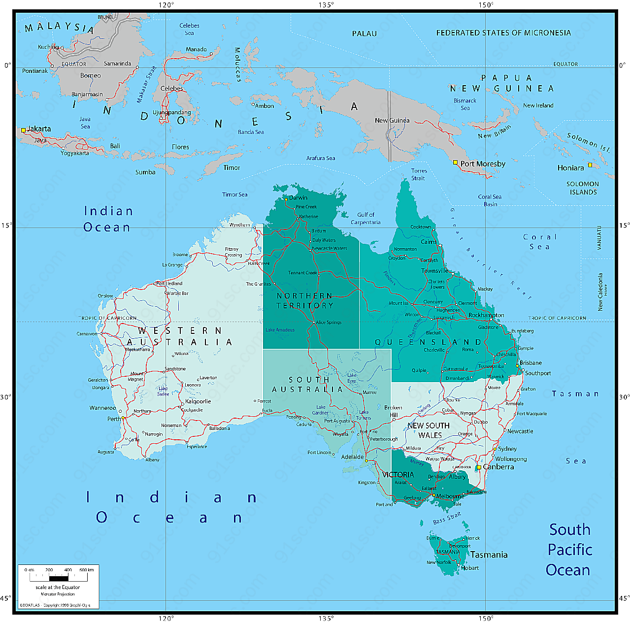 矢量澳大利亚地图矢量地图