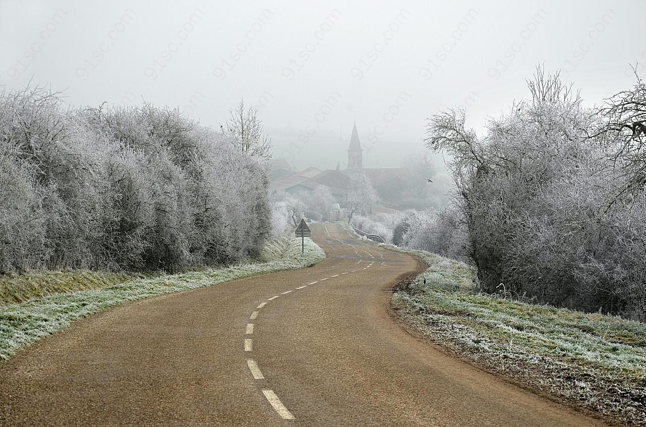 冬季蜿蜒道路景观图片公路