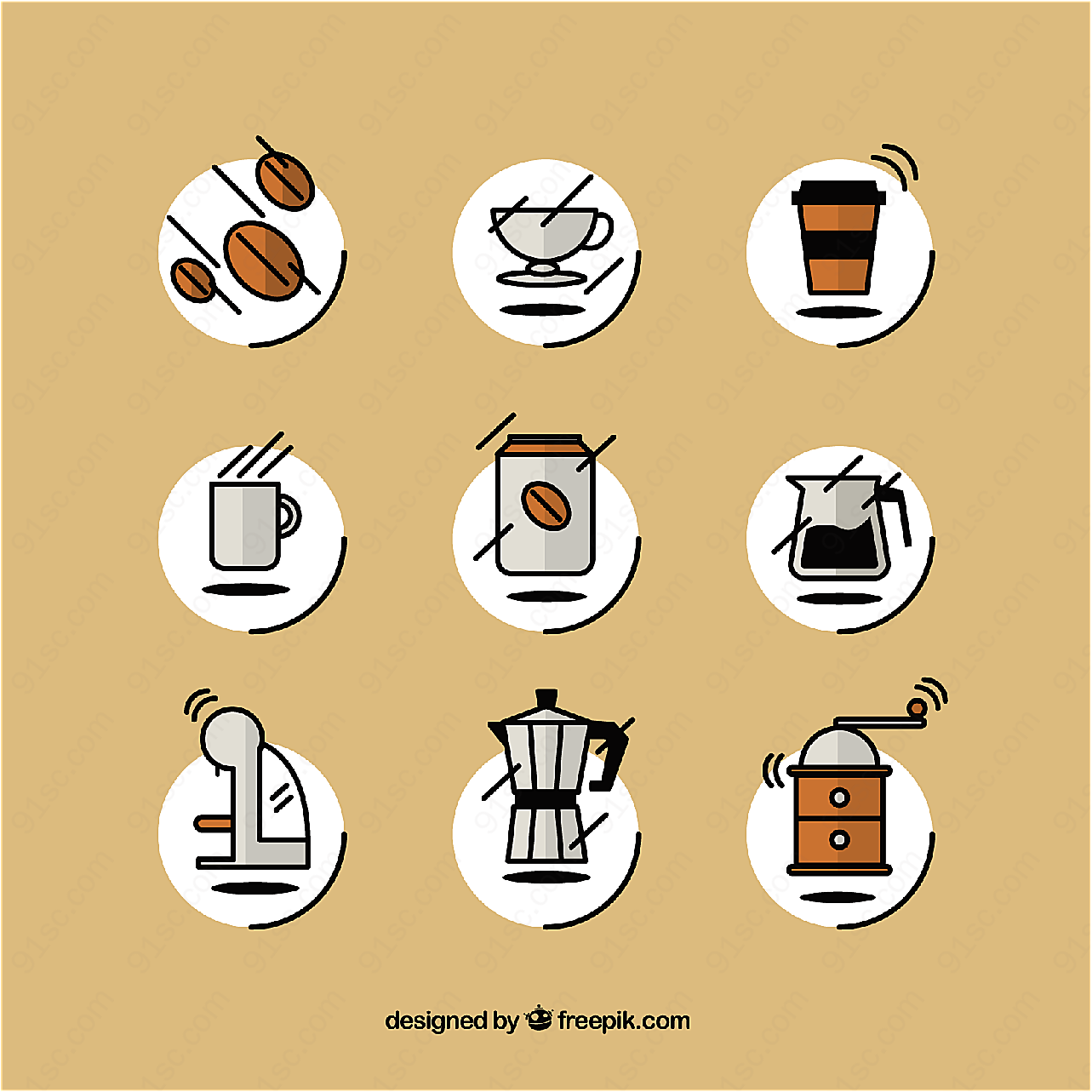 咖啡元素图标矢量各式图标