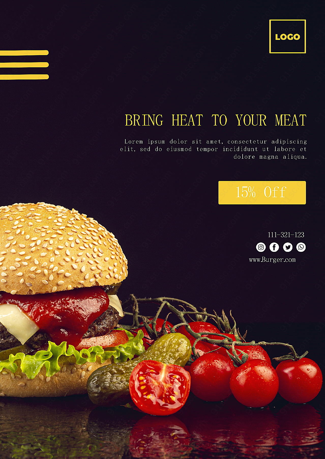 美味汉堡宣传单设计摄影
