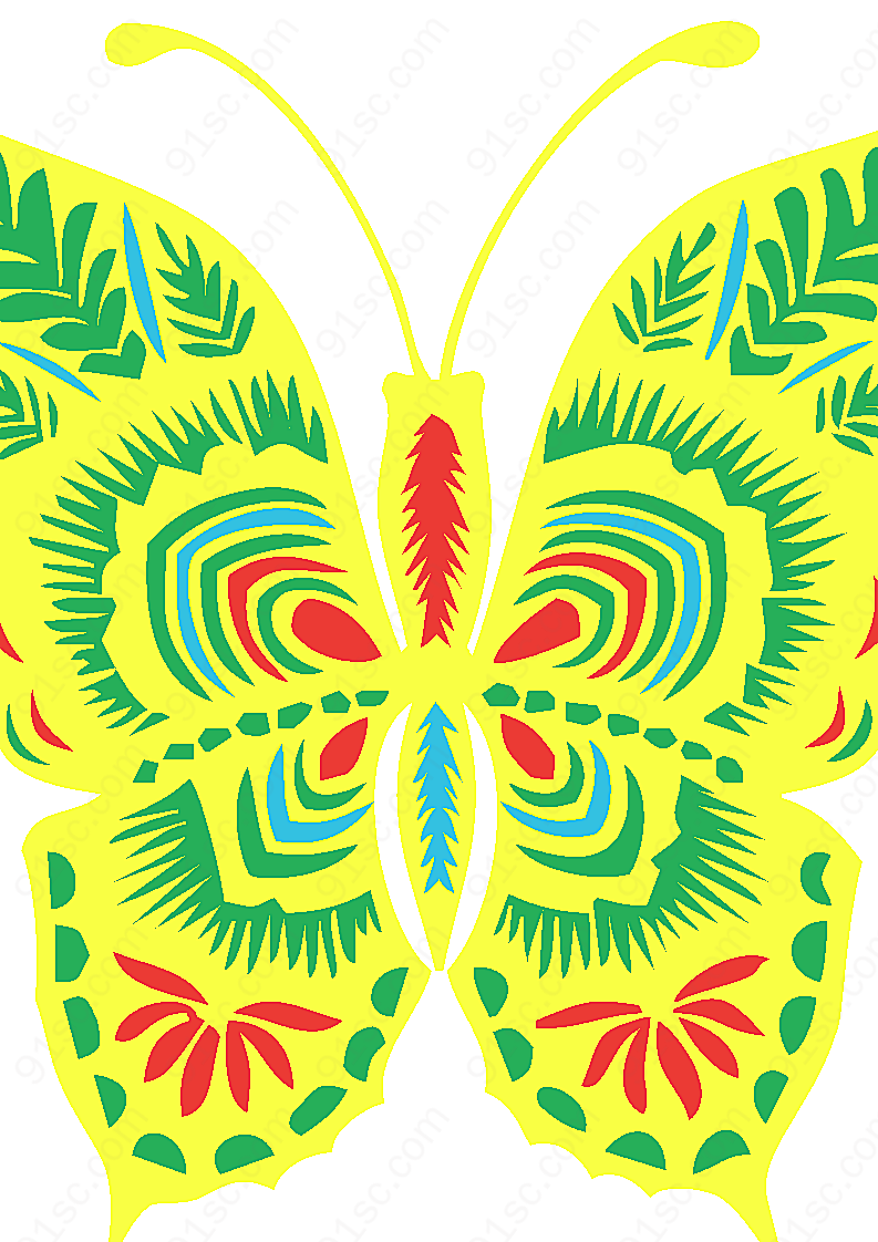 矢量剪纸图案-蝴蝶矢量传统文化