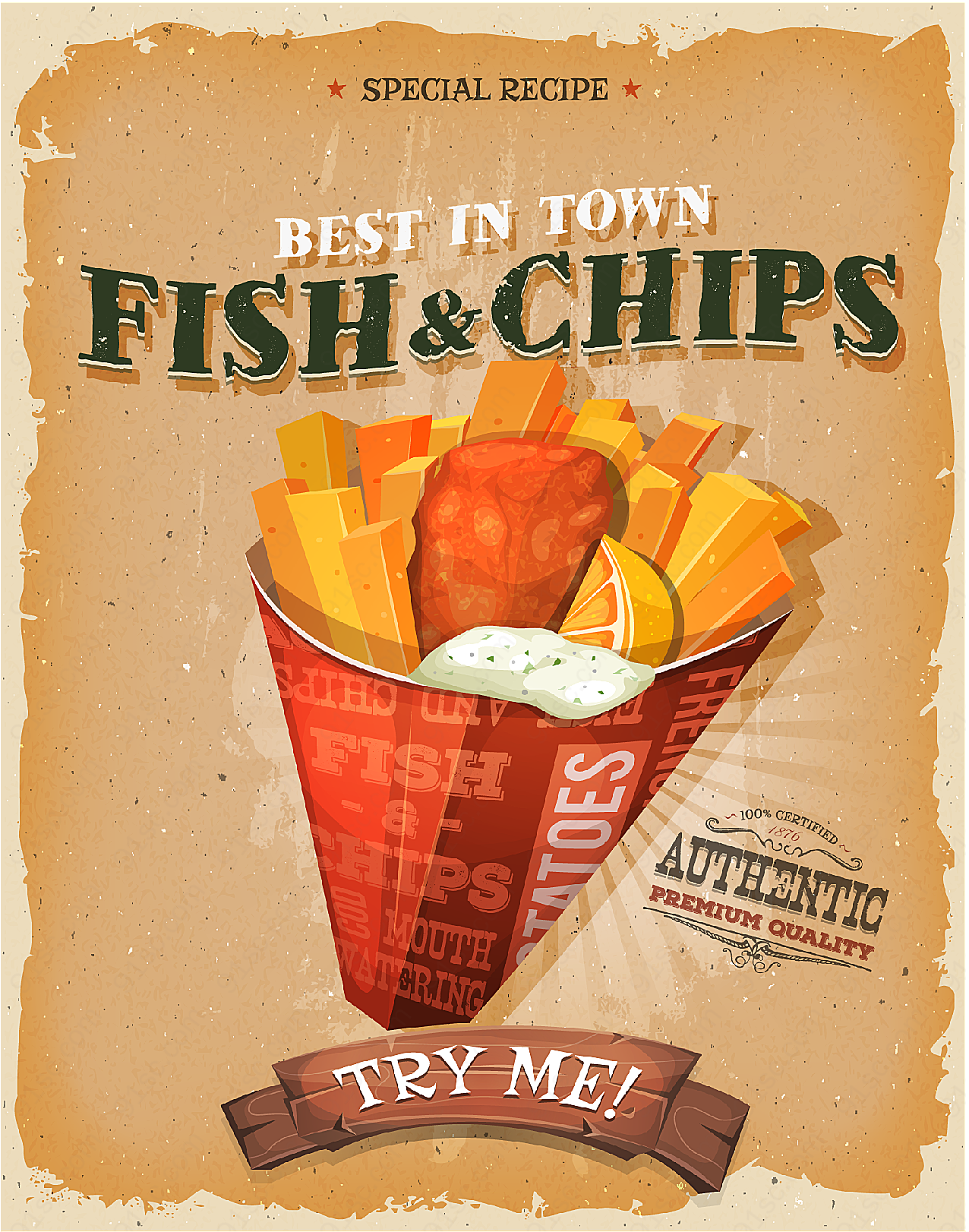 炸鱼和薯条海报平面广告