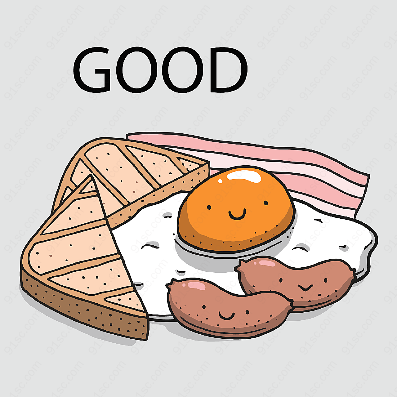 可爱卡通早餐食物矢量卡通其它