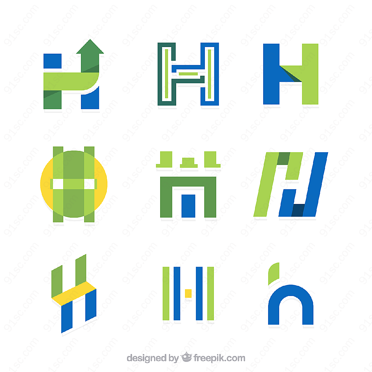 大写字母h标志矢量logo图形