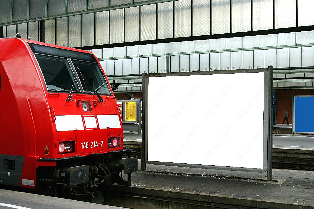 车站站台空白广告牌图片交通工具