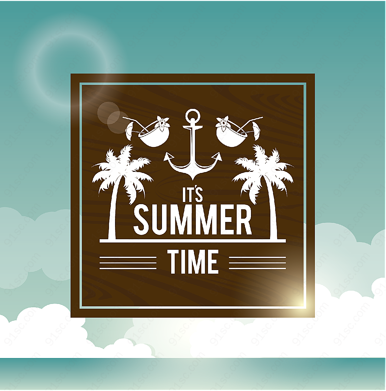夏季沙滩度假海报平面广告