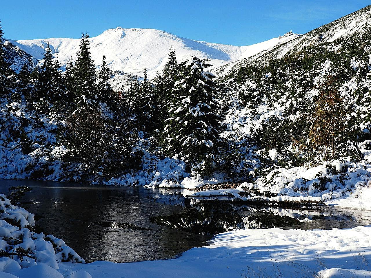 高山湖泊冬季图片自然景观
