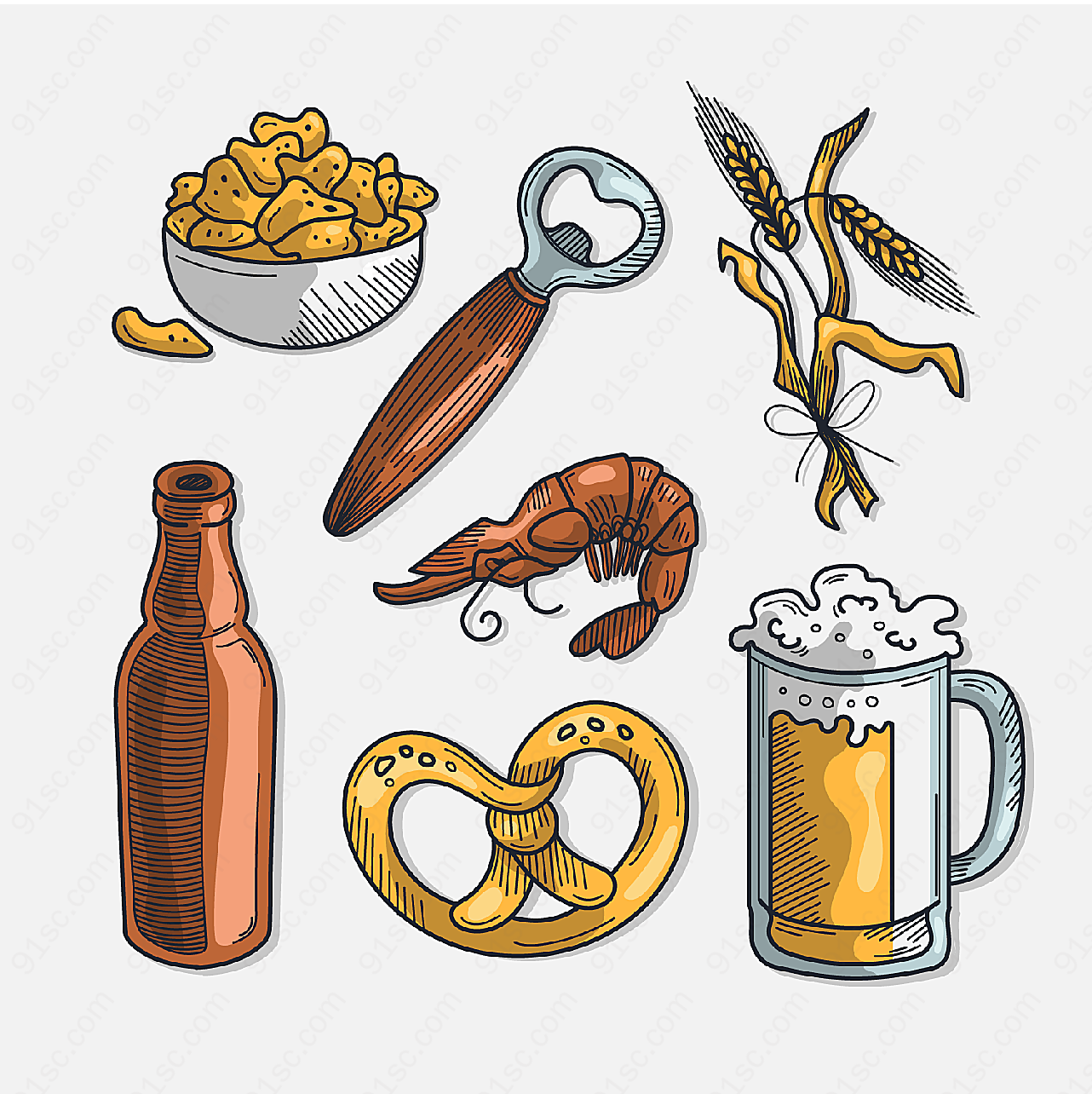 创意啤酒节元素矢量饮品