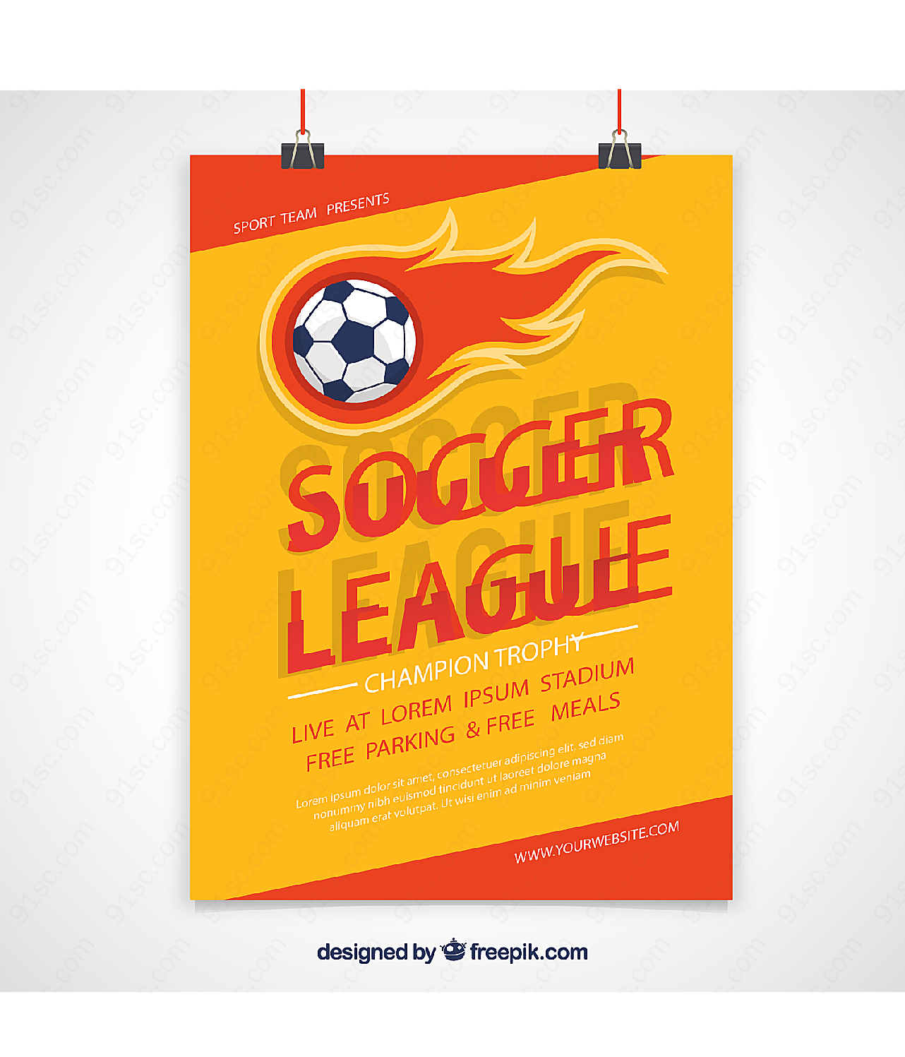 火焰足球联赛海报平面广告