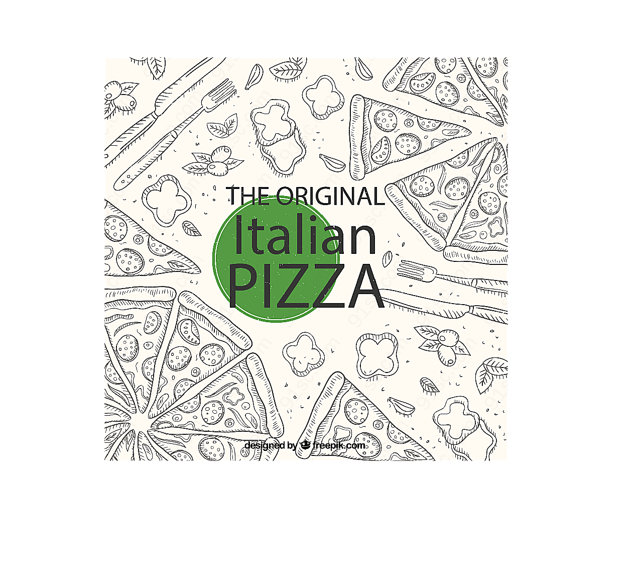 手绘意大利披萨矢量设计元素