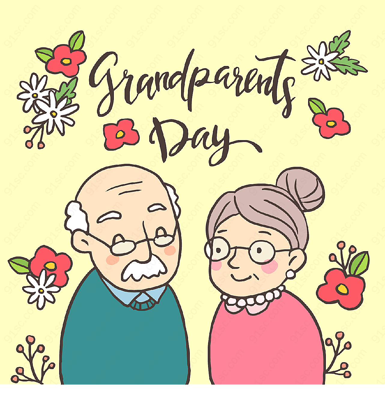 可爱祖父母节矢量节日其它