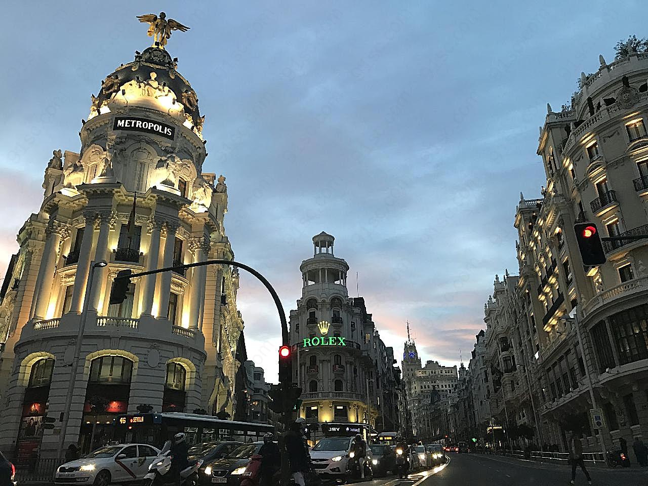 马德里灯光夜景图片城市景观