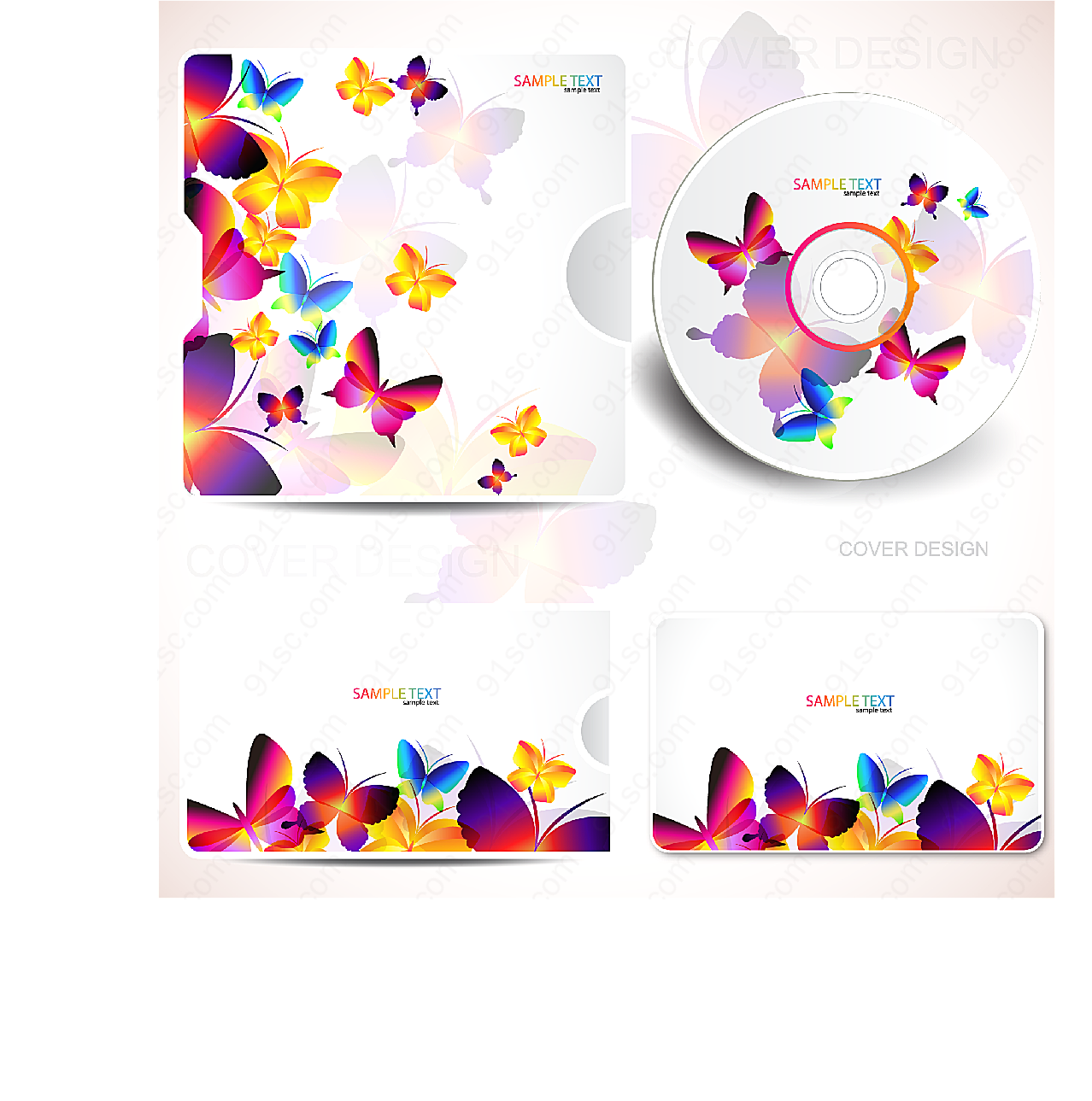 斑斓彩蝶光盘包装矢量包装设计