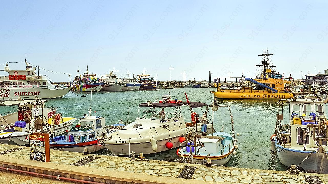 塞浦路斯海港船只图片交通工具