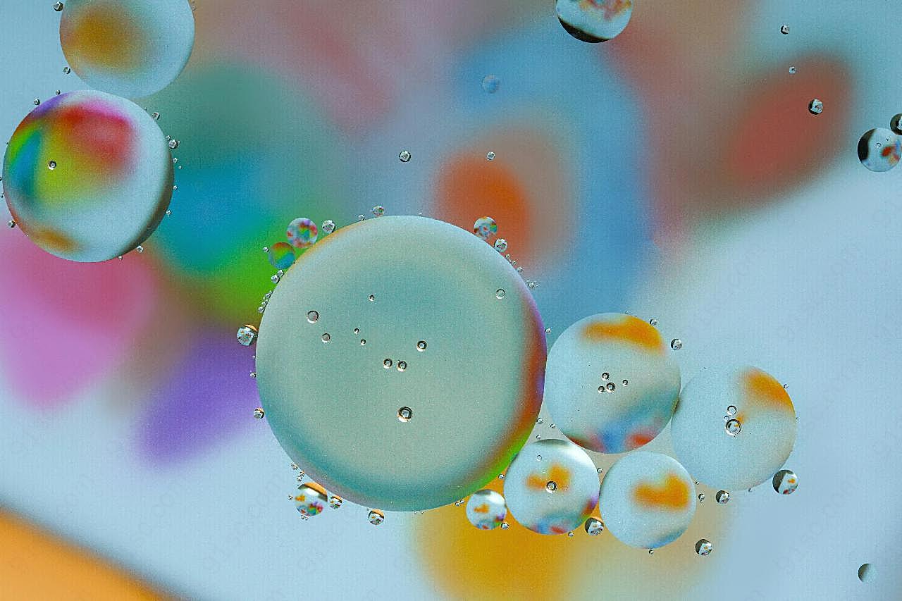 彩色水气泡唯美背景图片摄影