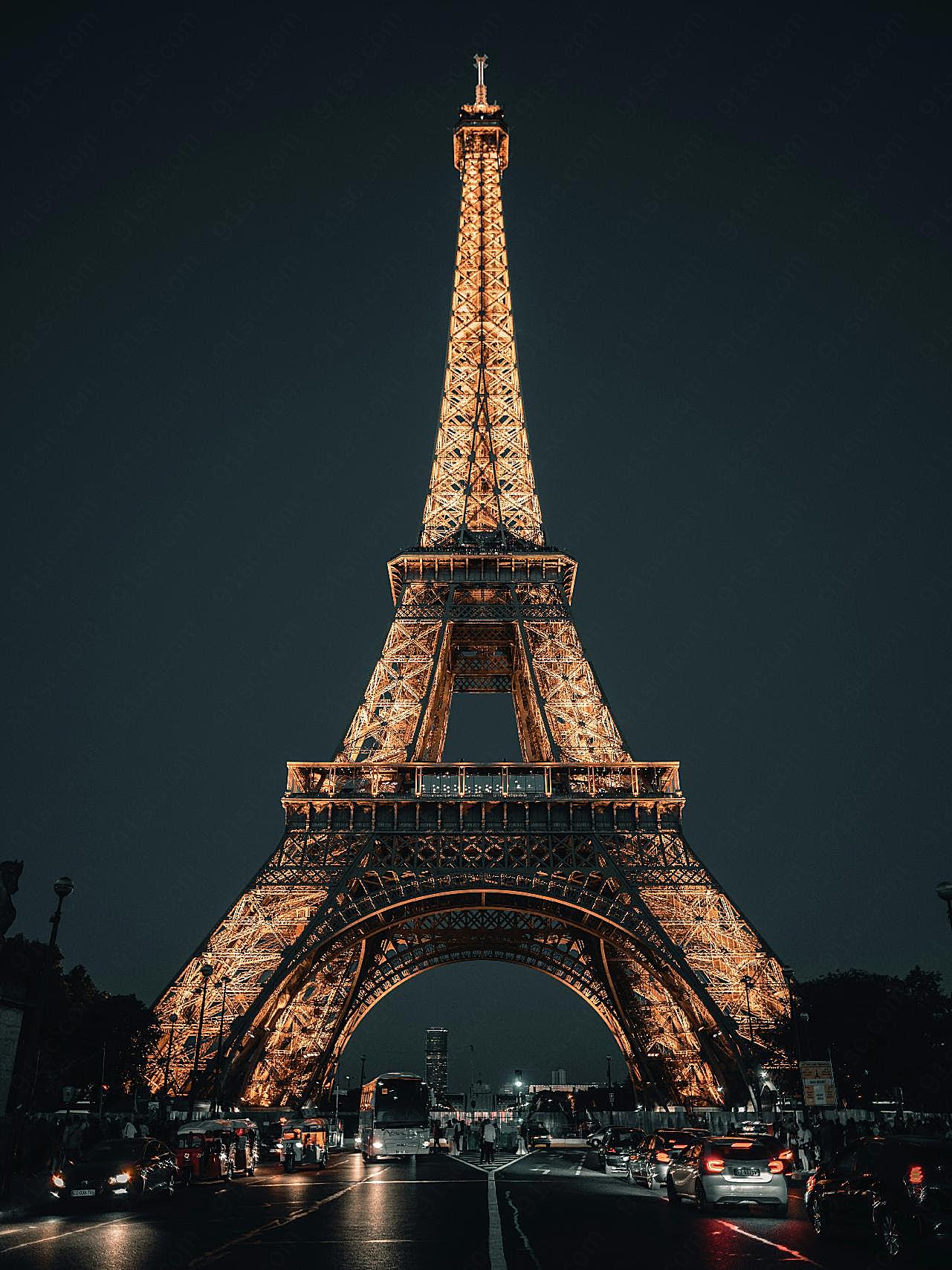 埃菲尔铁塔夜景高清图片特色建筑