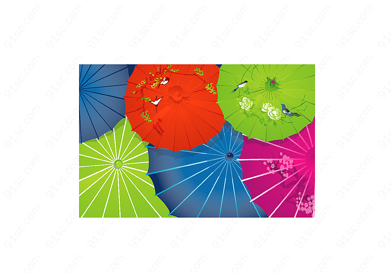 矢量中国风格-伞矢量传统文化