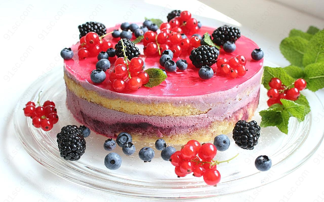 蓝莓水果图片蛋糕