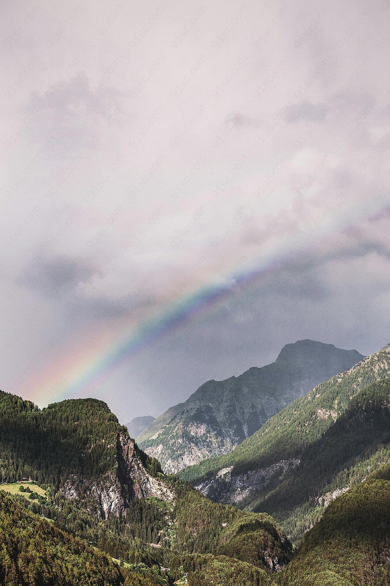山间彩虹风景图片自然风景