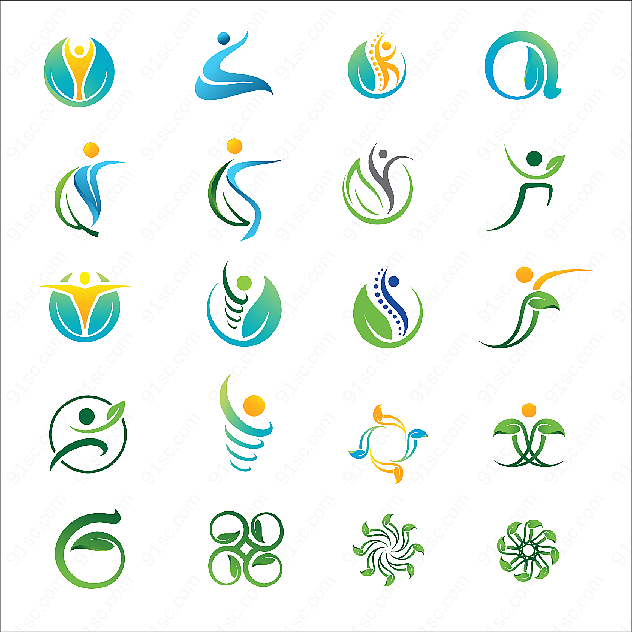 人形组合变形标志矢量logo图形