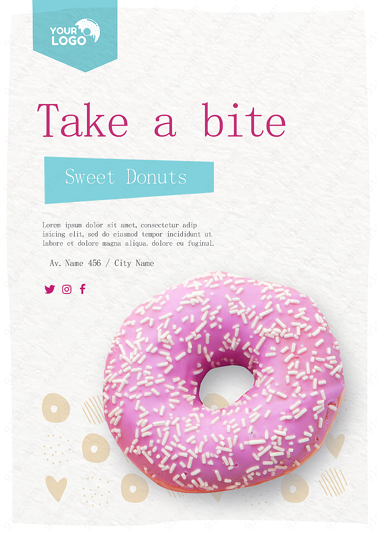 甜甜圈店海报平面广告