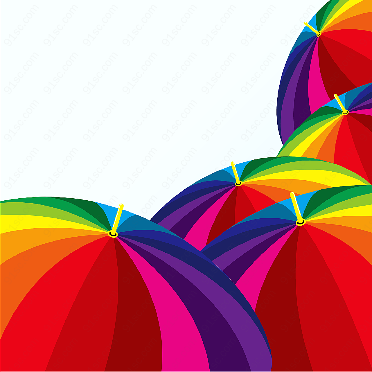 彩色雨伞矢量矢量生活用品