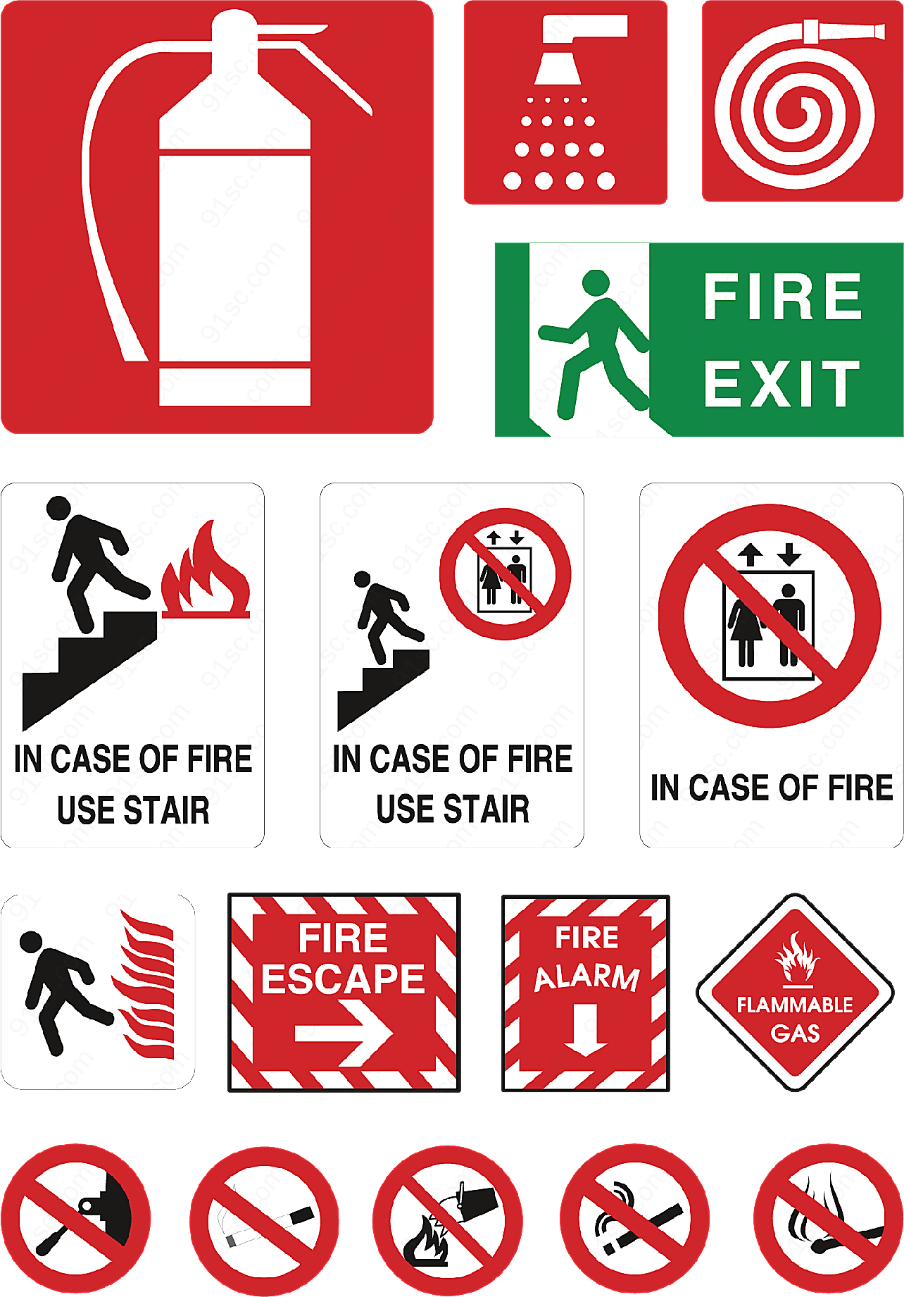 火警安全标识矢量各类标识