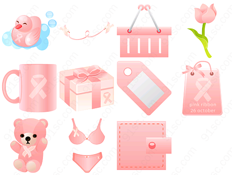 粉红丝带购物生活工具