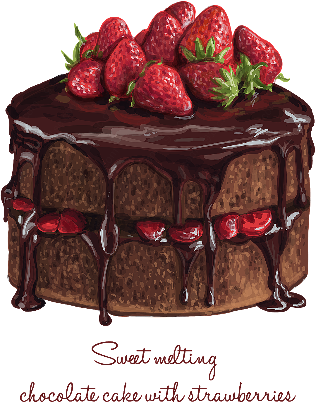 草莓巧克力蛋糕矢量美食