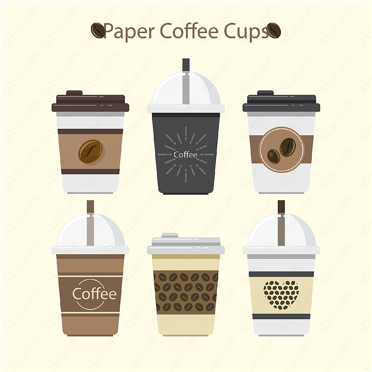 纸质外卖咖啡杯矢量饮品