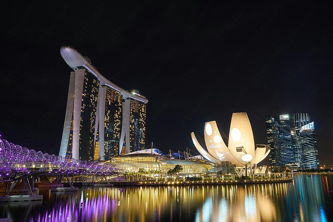 新加坡夜景图片摄影