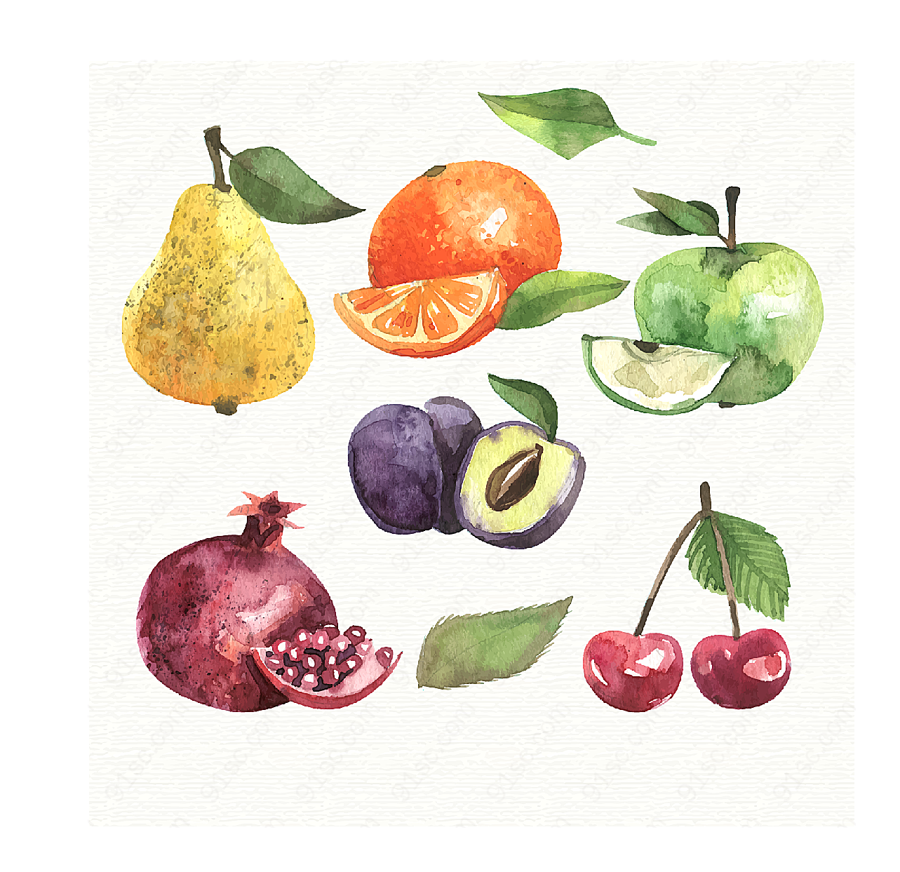 水彩绘水果矢量水果