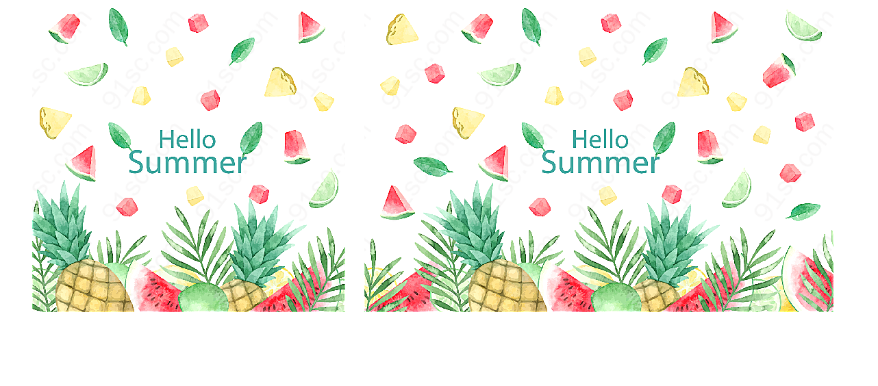 彩绘夏季水果矢量水果
