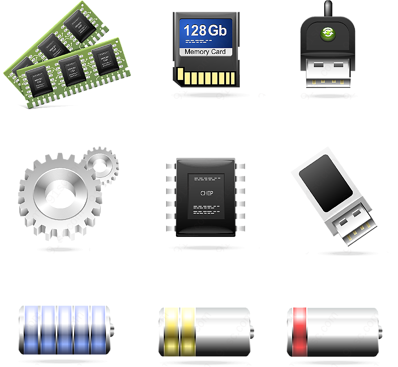 电脑配件主题图矢量各式图标