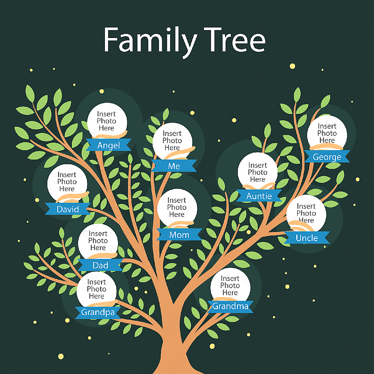 创意家族树矢量设计元素