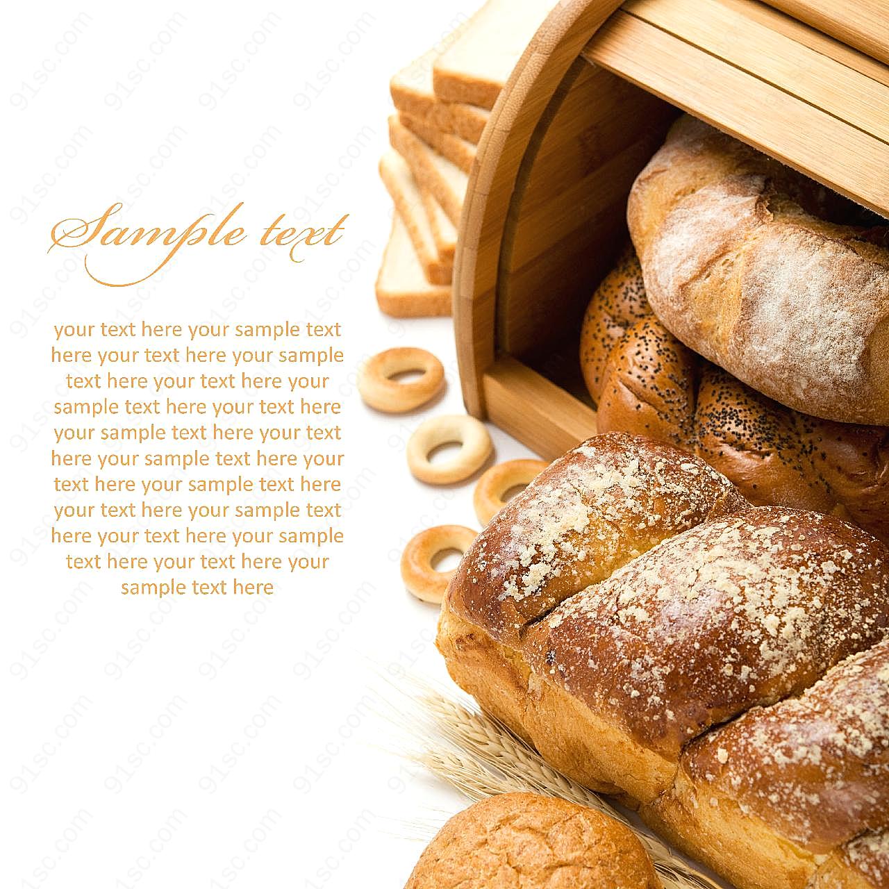 面包圈面包片与烤面包图片食物