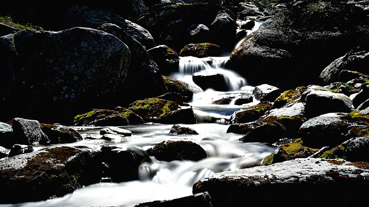 岩石水流景观图片摄影高清