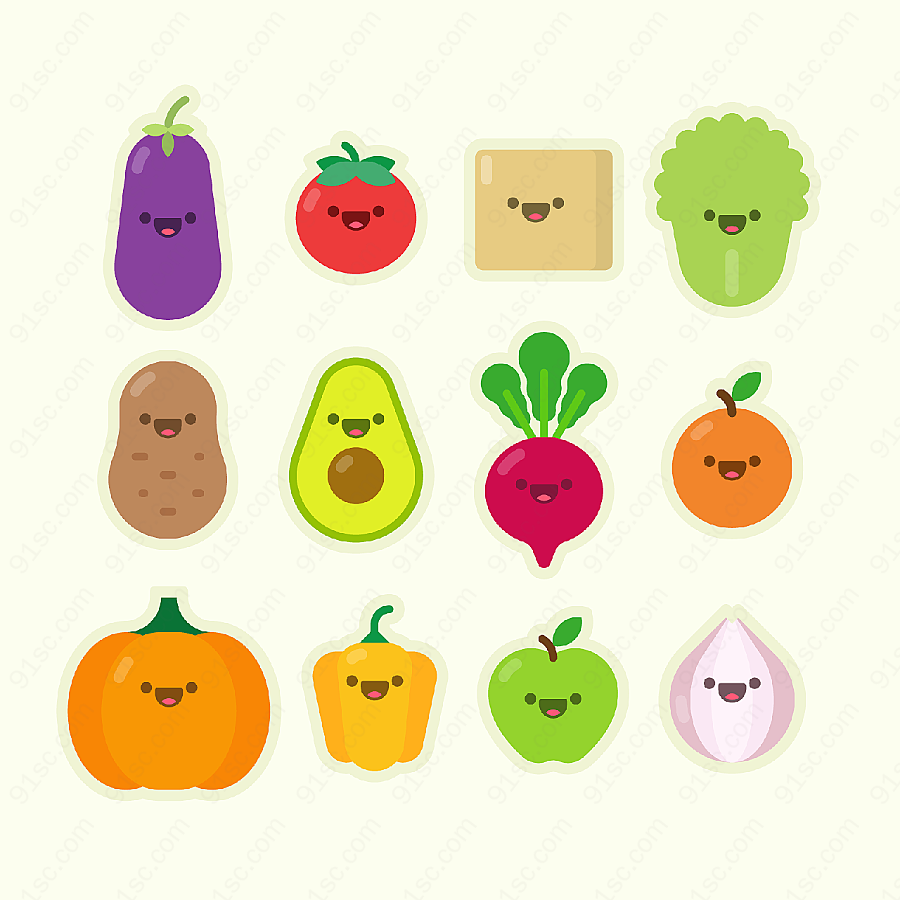 蔬菜和水果表情其它矢量卡通其它