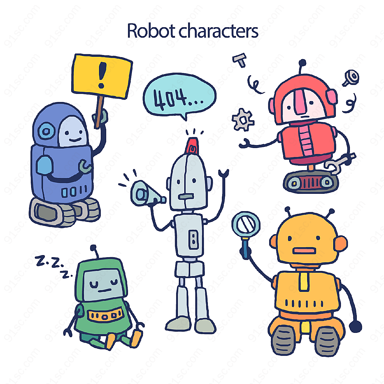 机器人设计矢量角色矢量卡通角色
