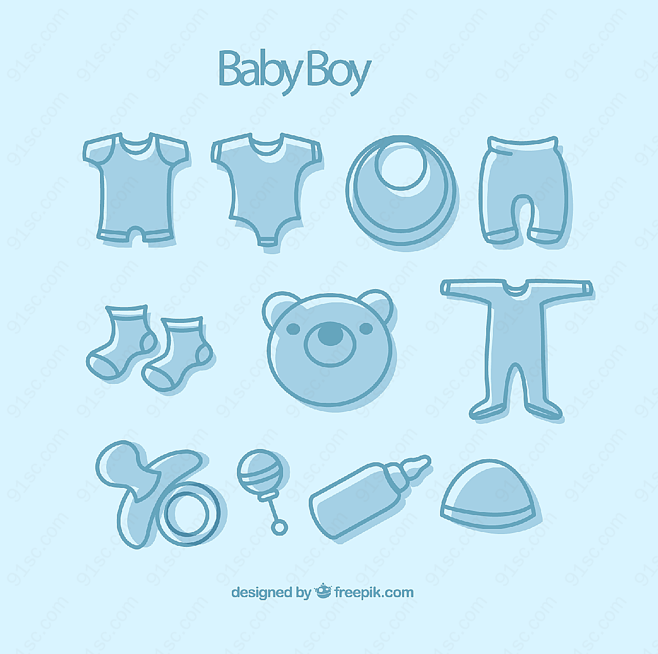 男婴用品图标矢量生活用品